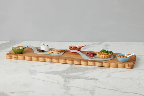 Modern Scalloped Natural Wood Serving Board
