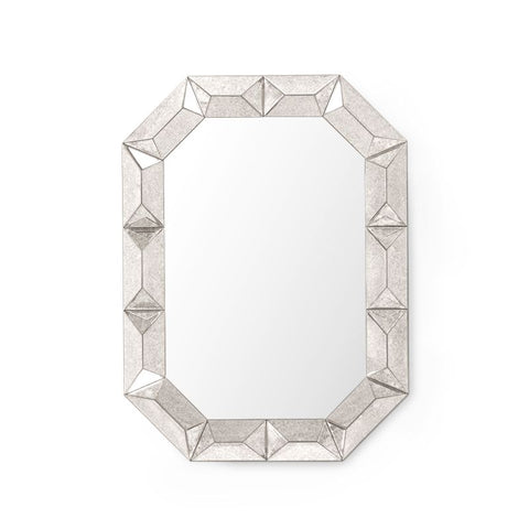 Contemporary Octagon Accent Mirror with Brass Frame for Entryway