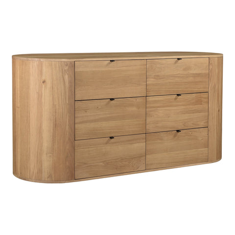 Scandinavian Modern Double Dresser with Inset Handles Drawer Chest
