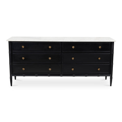 Traditional Marble Double Dresser with Knob Drawer Chest
