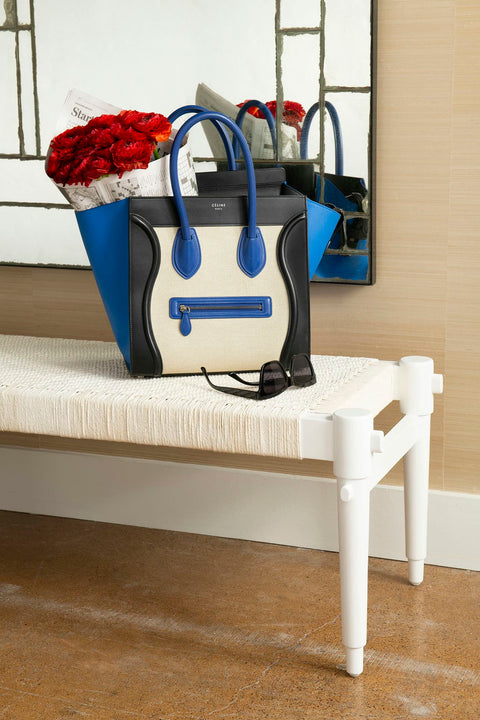 Timeless Minimalist Hand Woven Mahogany Accent Bench