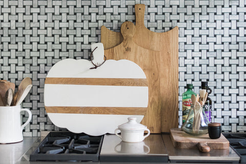 etúHOME Modern Handmade Solid Wood Serving Board Set - Set of 2