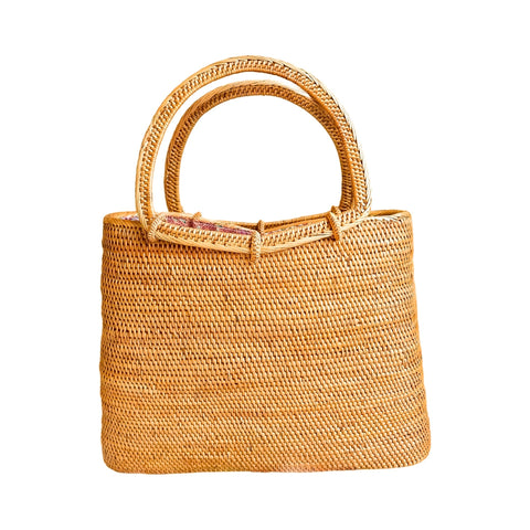 Beach Collection Basket Weave Drawstring Tote