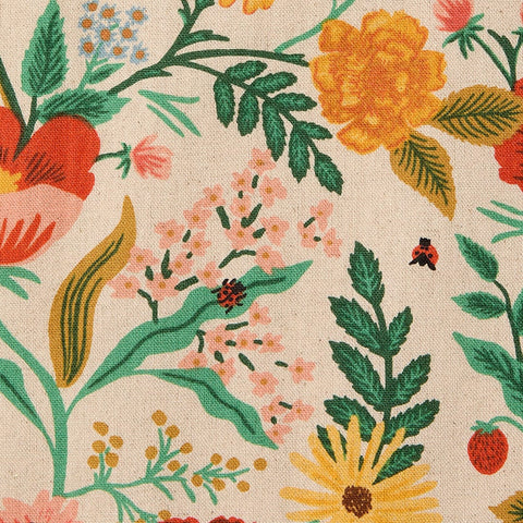 Floral Graphic Bib Apron with Adjustable Patch Pockets