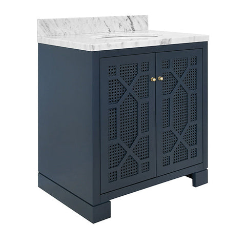 Worlds Away Contemporary Cane Bathroom Vanity with Closed Storage