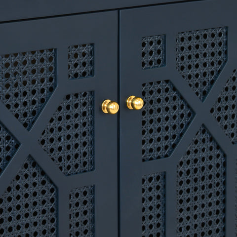 Worlds Away Contemporary Cane Bathroom Vanity with Closed Storage