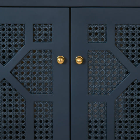 Worlds Away Contemporary Cane Bathroom Vanity with Closed Storage