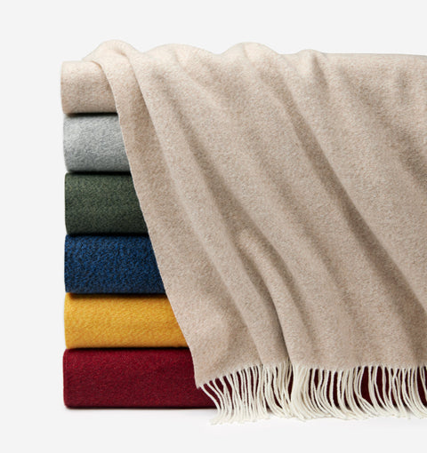 Matese Woven Wool Throw with Fringe Contemporary Style