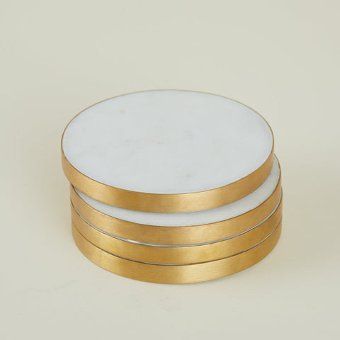 Hawkins New York Tabletop Essentials Contemporary Round Marble Drink Coaster - Set of 4