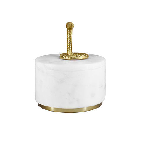 Decorating Essentials Polished Marble Cylinder Decorative Box