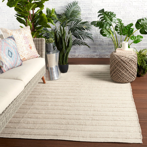 Coastal Neutrals Ribbed Area Rug with Stripe Pattern - Rectangle