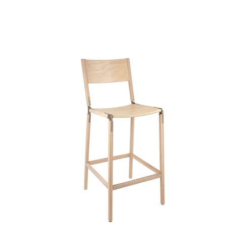 Stanyan Timeless Minimalist Oak Slat Back Bar Stool