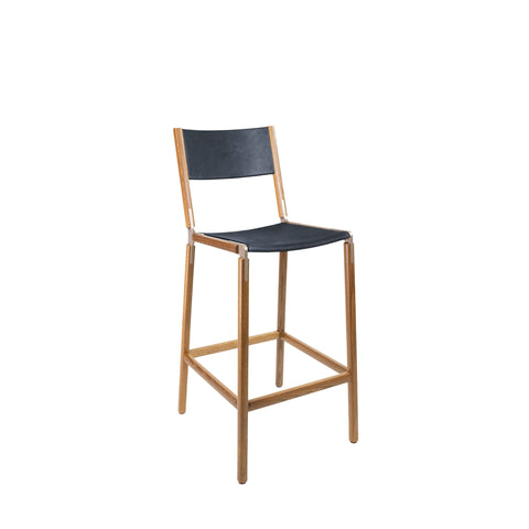 Stanyan Minimalist Oak Bar Stool with Slat Back