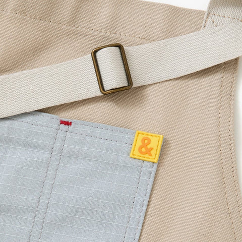 Bib Color Block Stripe Adjustable Apron with Patch Pockets