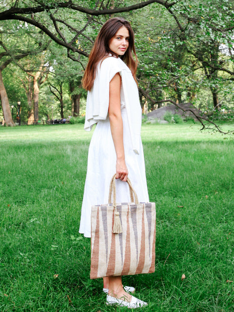 Casual Geometric Handmade Naturally Dyed Tote