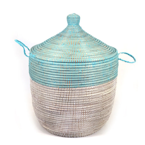 Low Storage Two-Tone Basket - Turquoise + White