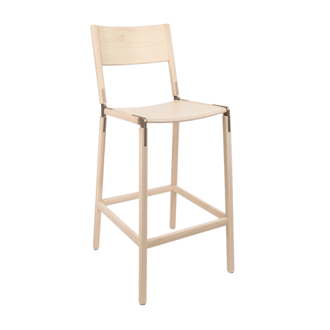 Timeless Minimalist Maple Slat Back Bar Stool