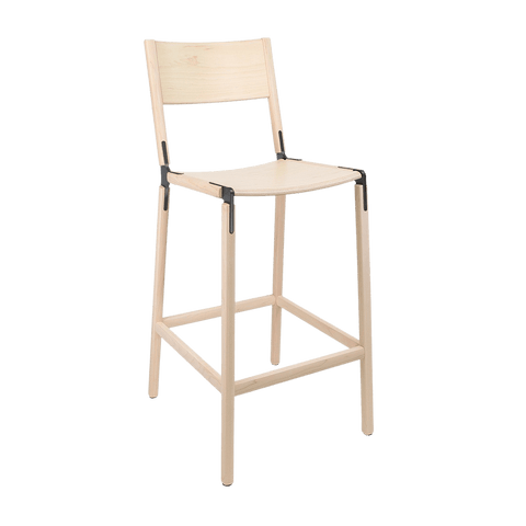 Timeless Minimalist Maple Slat Back Bar Stool