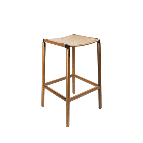 Timeless Minimalist Maple Slat Back Bar Stool