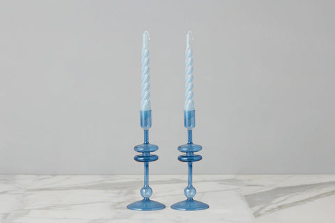 etúHOME Mix & Match Cylindrical Glass Candlestick Set for Tapers - Set of 2