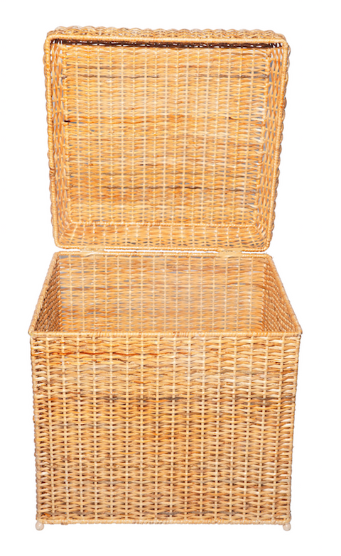 Contemporary Hand Woven Wicker Ottoman with Storage