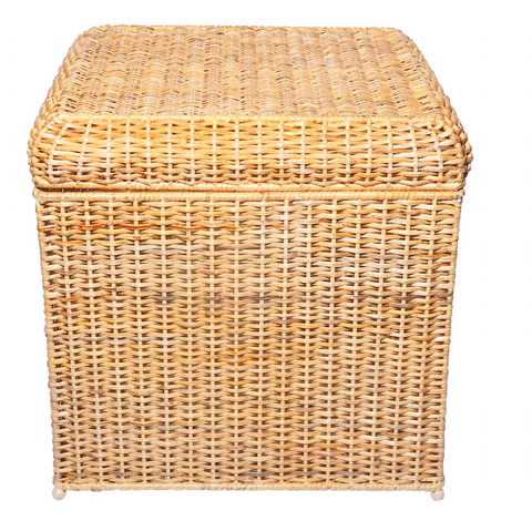 Contemporary Hand Woven Wicker Ottoman with Storage