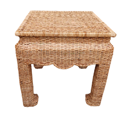 The Enchanted Home Bohemian Geometric Woven Rattan Square Accent Table - 28 W