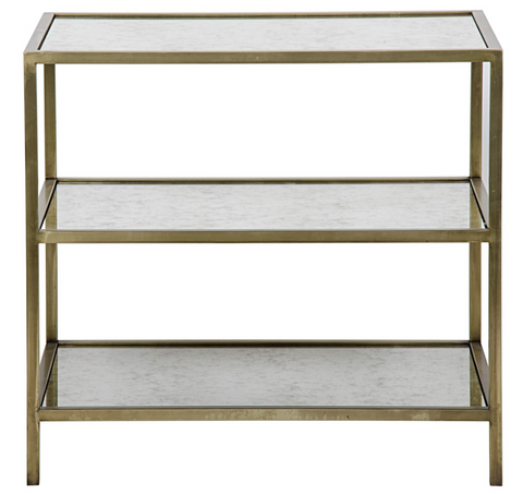 Minimalist Mirrored Tiered Rectangle Accent Table