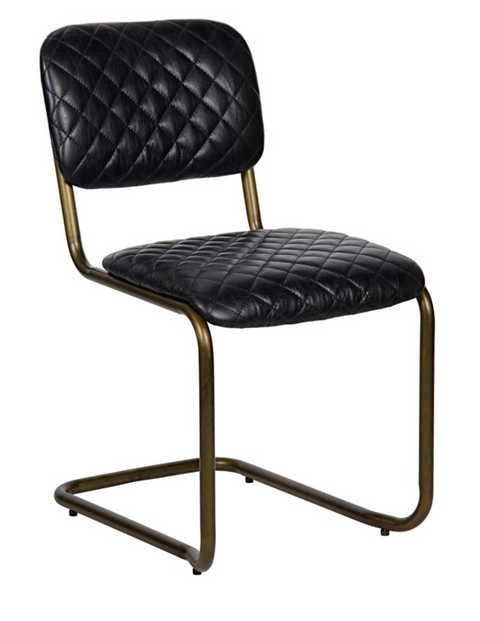 Industrial Creative Cantilever Dining Side Chair with Quilted Upholstered Finish