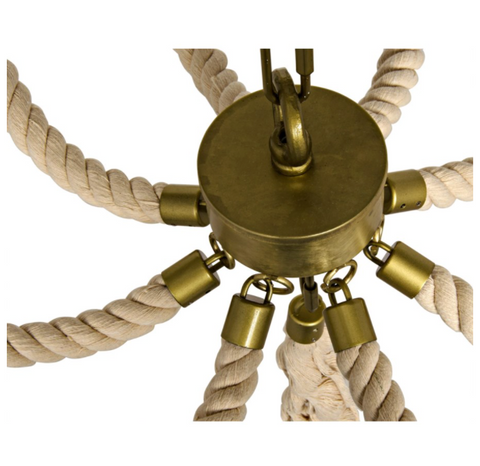 Alec Rope Coastal Chandelier with Antique Brass Finish Ceiling Light