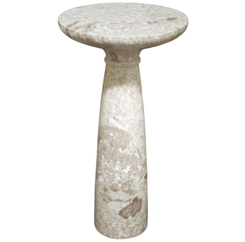 Modern Drum Round Accent Table with Abstract Pattern