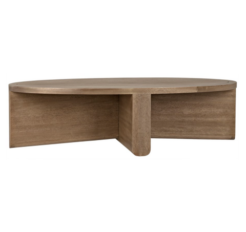 Bast Timeless Minimalist Curved Wood Drum Coffee Table