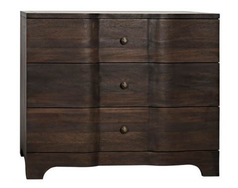 Ebony Walnut Bachelor Chest with Knob Handle Drawer Chest