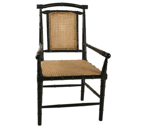 Artful Traditionalist Colonial Bamboo Armchair