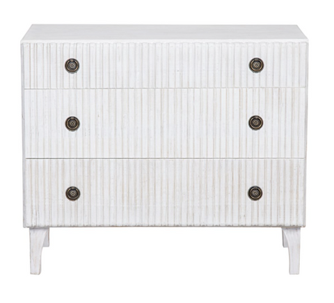 Drawer Chest in Whitewash with Knob Handle Standard Dresser