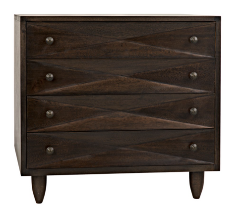 Ebony Diamond Geometric Walnut Drawer Chest