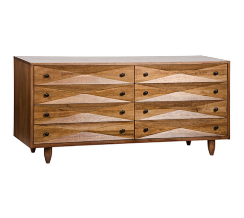 Diamond Geometric Double Dresser with Knob Drawer Chest