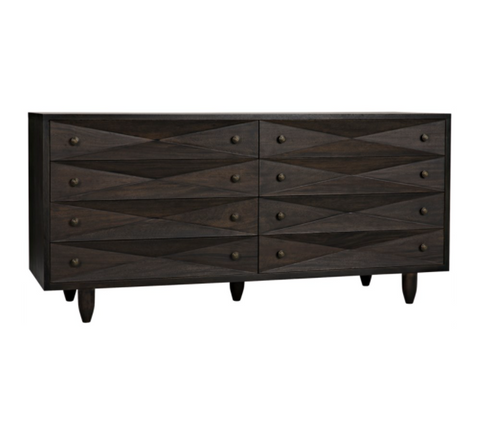 Diamond Ebony Geometric Double Dresser Drawer Chest