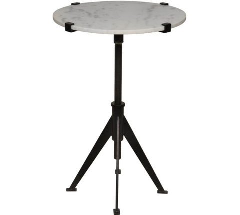 Edith Industrial Modern Adjustable Height Round Accent Table