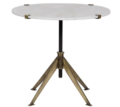 Edith Industrial Modern Round Center Table with Adjustable Height