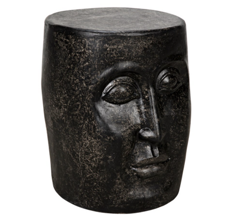 Eclectic Sculpted Drum Accent Table