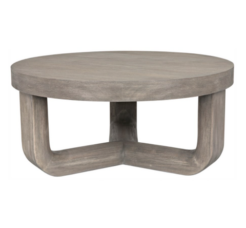 Joel Timeless Minimalist Round Coffee Table with Block Frame