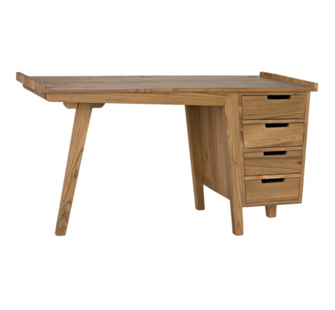 Kennedy Mid Century L-Shape Desk with Block Frame