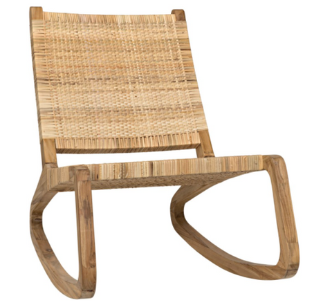 Las Nature-Driven Modernist Teak Slat Back Rocking Chair