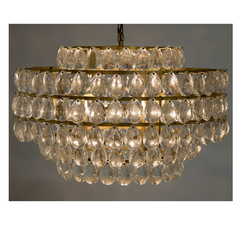 Ambient Art Deco Tiered Chandelier with Chandelier Crystals