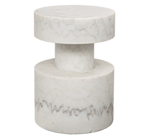 Minimalist Stone Drum Center Table Accent Table
