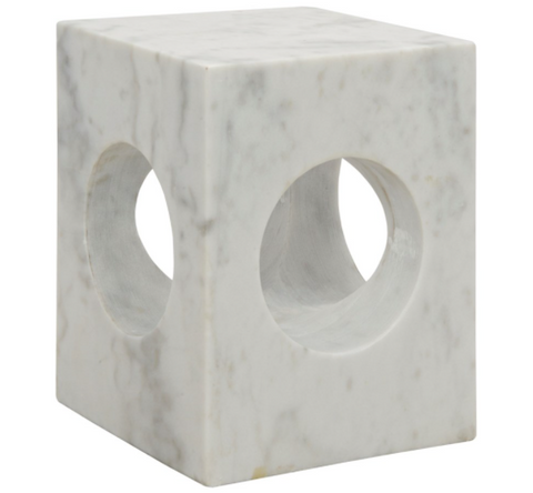 Merlin Minimalist Marble Monolithic Center Accent Table