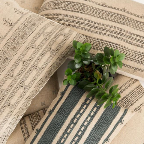 Filling Spaces Artful Traditionalist Bohemian Hand Block Print Accent Pillow - 18 x 18 - 20 x 20 - 22 x 22 - 24 x 24 - 26X 26 - 14 x 20 - 14 x 40 - 18 x 40 - 16 x 50