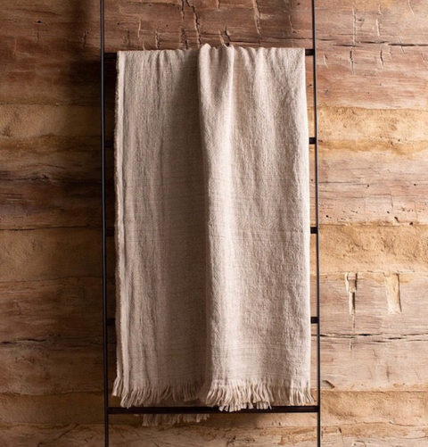 Uniq'uity Oujda Geometric Fringe Blanket in Organic Scandinavian Style - 75 x 51