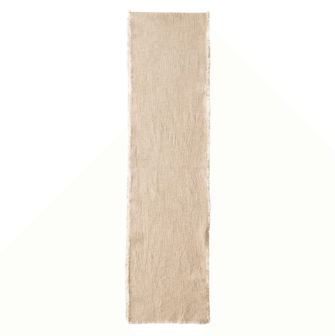 Tabletop Essentials Minimalist Frayed Linen Table Runner